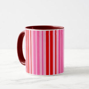 Kaugummi-Rosa-Rot-Vertikalstreifen-Design Tasse
