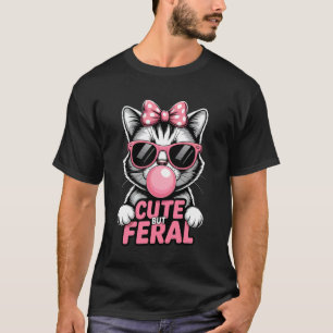 Kaugummi-Rosa-Sonnenbrille Süße aber wilde Katze T-Shirt