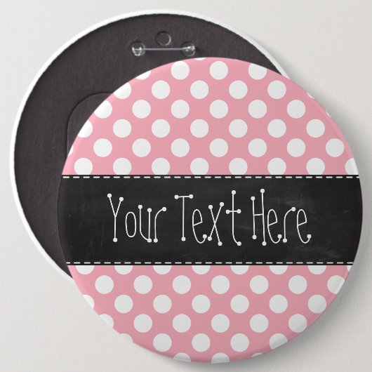 Kaugummi-Rosa-Tupfen; Retro Tafel Button (Vorne & Hinten)