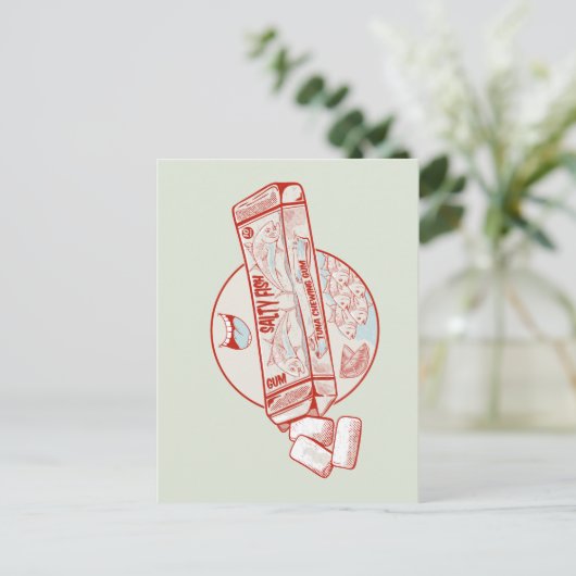 Kaugummi-Thunfischgeschmack Postkarte (Stehend Vorderseite)