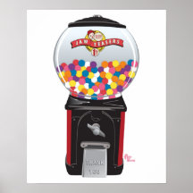 Kaugummiautomat Weißes Poster