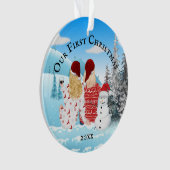 Kaukasisch-lesbisches Winterschneemobil-Foto Ornament (Vorderseite)