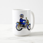 Kaukasische Motorrad Polizist Tasse Anpassen! (VorderseiteRechts)