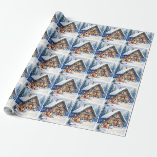 Kaukasischer Schäferhund Berghütte Weihnachten Geschenkpapier