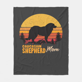 Kaukasischer Schäferhund-Mama Vintage Retro Klassi Fleecedecke