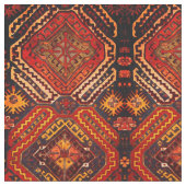 Kaukasisches Teppichdesign in warmen Farben Stoff (Nahaufnahme)