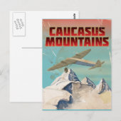Kaukasusgebirge Vintage Reiseplakat Postkarte (Vorne/Hinten)