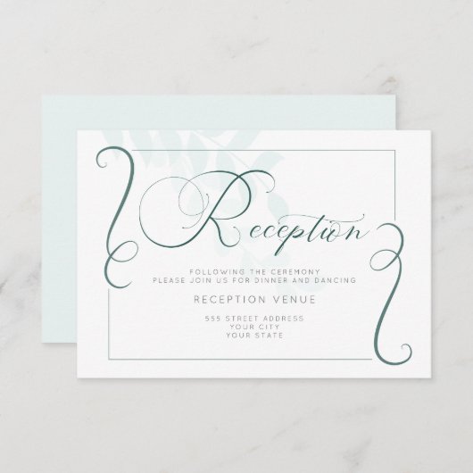 Kaum da Mint Blätter Jade Accents Einladung (Vorne/Hinten)