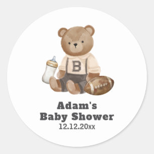 Kaum Erwarten Fußball Sport Junge Baby Shower Runder Aufkleber