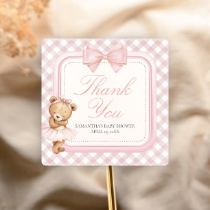 Kaum Erwarteter Eleganter Bär Baby Shower Quadratischer Aufkleber