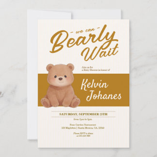 Kaum Erwarteter Teddy Bär Entkleidete Babyparty Einladung