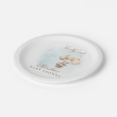 Kaum Erwartetes Neutrales Babyshower Pappteller (Schrägansicht)