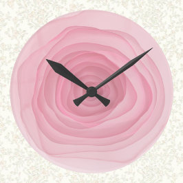 Kaum rosafarbene, farbige Rose in subtilen Rosa Runde Wanduhr