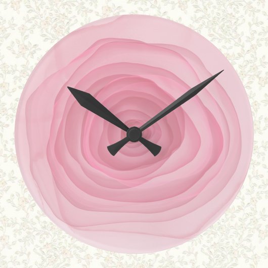 Kaum rosafarbene, farbige Rose in subtilen Rosa Runde Wanduhr