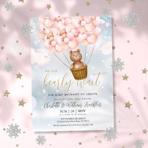 Kaum warten Teddygirl Winter-Babyshower Einladung