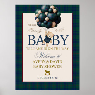 Kaum warten V Teddy Ballon Baby Shower Poster
