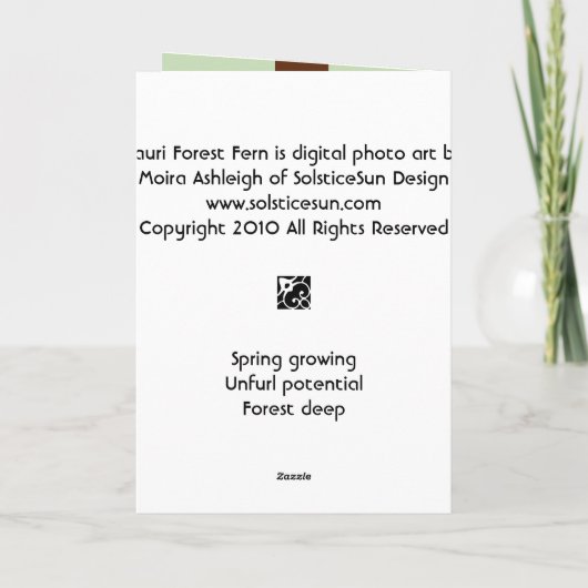 Kauri-Waldfarn Karte (Rückseite)