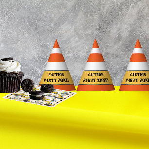"Kaution Party Zone" Bau Thema Geburtstag Partyhütchen