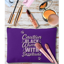 Kaution Schwarze Frau mit Sassitude Kosmetiktüte Zubehörtasche
