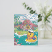 Kautschukente Tropischer Vulkan Postkarte (Stehend Vorderseite)