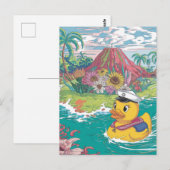 Kautschukente Tropischer Vulkan Postkarte (Vorne/Hinten)