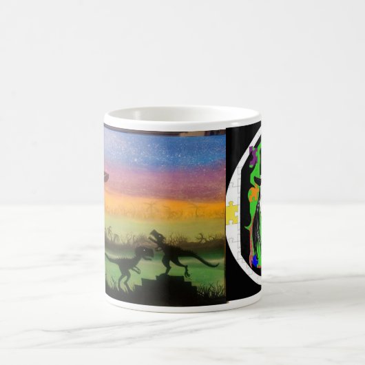 Kautschukhühner-UFO in einem Urwald Kaffeetasse (Mittel)