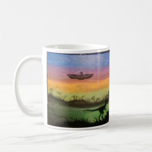 Kautschukhühner-UFO in einem Urwald Kaffeetasse (Links)
