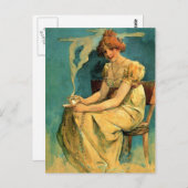 Kava by Alphonse (Alfons) Mucha ~ Art Nouveau Postkarte (Vorne/Hinten)