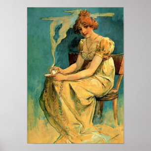 Kava von Alphonse (Alfons) Mucha Poster