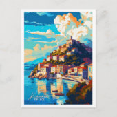 Kavala Greece Art Vintage Reise Illustration Postkarte (Vorderseite)