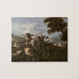 Kavaliere im Kampf (Öl auf Leinwand) Puzzle