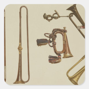Kavallerie trompeten, ein Signalhorn, eine Quadratischer Aufkleber