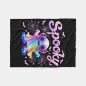 Kawaai Pastel Spooky Bow Geist mit Lichthöhe Fleecedecke (Vorderseite (Horizontal))