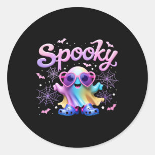 Kawaai Pastel Spooky Bow Geist mit Lichthöhe Runder Aufkleber
