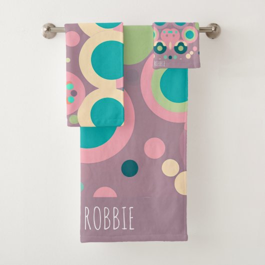 Kawai Circle Pink Marine Isometrie Muster Badhandtuch Set (Insitu)