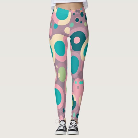 Kawai Circle Pink Marine Isometrie Muster Leggings (Vorderseite)