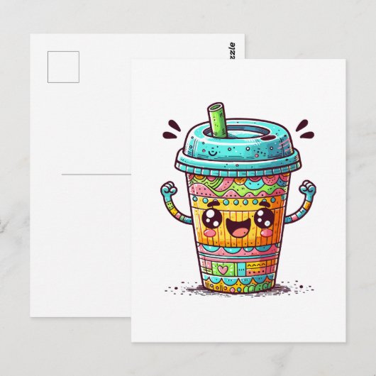Kawai Coffee Postkarte (Vorne/Hinten)
