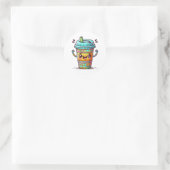 Kawai Coffee Runder Aufkleber (Tasche)