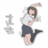 Kawai Jumping Girl Customizable Aufkleber (Vorderseite)