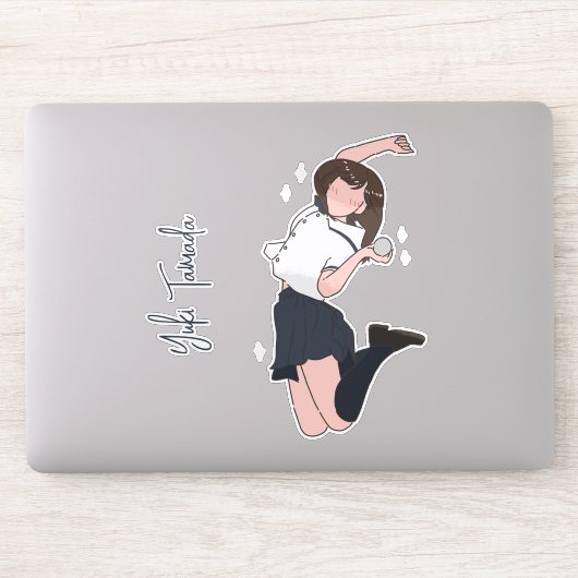 Kawai Jumping Girl Customizable Aufkleber (Computer)