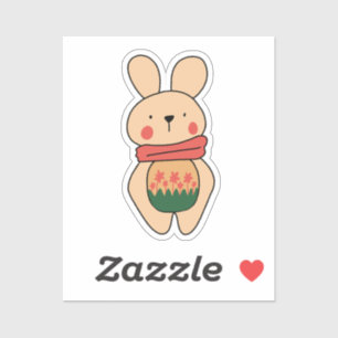 Kawai Naiver Rosa Hase Mit Blüte Aufkleber