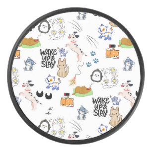 Kawai Pet Lover Niedliches nahtloses Muster Eishockey Puck