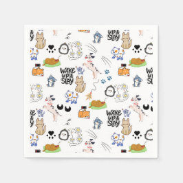 Kawai Pet Lover Niedliches nahtloses Muster Serviette