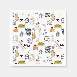Kawai Pet Lover Niedliches nahtloses Muster Serviette