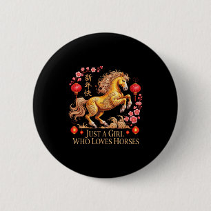 Kawaii 2026 Einfach Mädchen Das Pferde Liebt Zodia Button