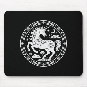 Kawaii 2026 Einhorn Jahr des Pferdes Zodiac Mädche Mousepad