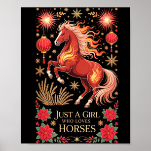 Kawaii 2026 Jahr des Pferdes Zodiac Cowgirl Fortu Poster