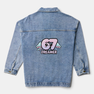 Kawaii "67 Dreamer" – Cute Pastel Angel Number Jeansjacke