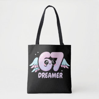 Kawaii "67 Dreamer" – Cute Pastel Angel Number Tasche