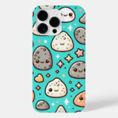 Kawaii Aesthetic iPhone Case – Teal Background Hülle (Rückseite)